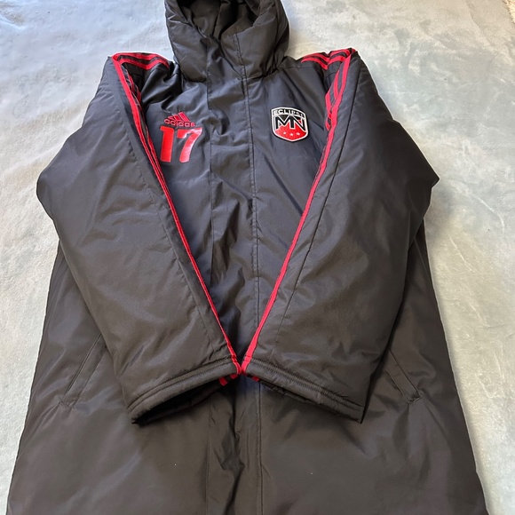 Adidas Long Athletic Team Stadium Soccer Winter Coat Jacket Black Unisex Small - Picture 2 of 15